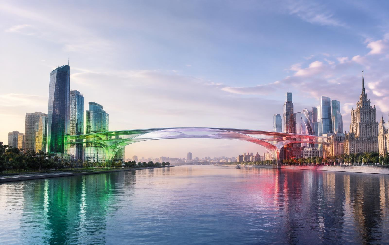 Glass bridge connecting two financial centres